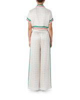 Tennis Club Check Wide Leg Silk Trousers