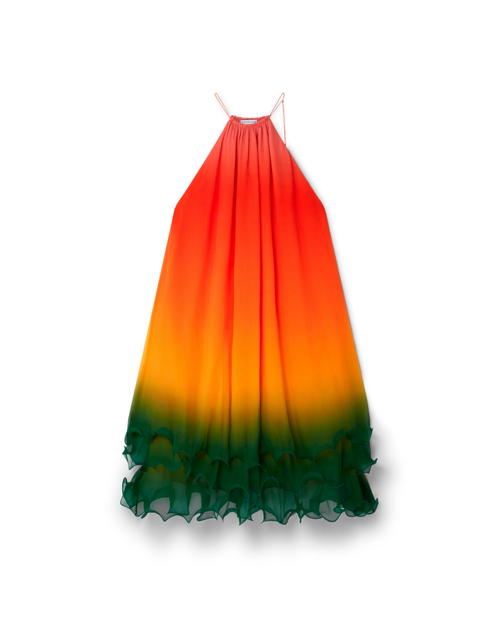 gradient cocktail dress Romantic Gradient Green Draped Beaded Mermaid Evening Dress with Overskirt SS293