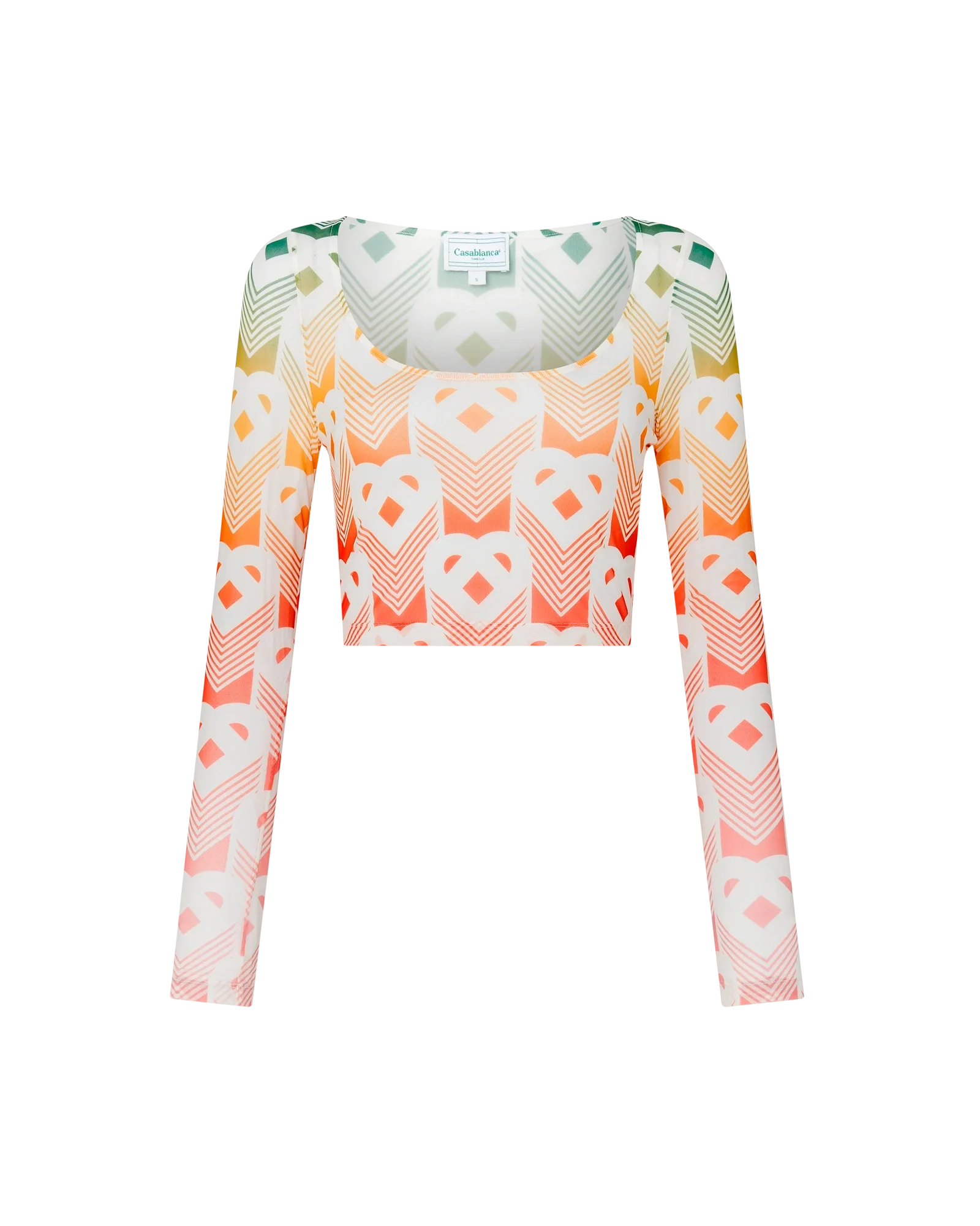 Gradient Heart Monogram Mesh Top