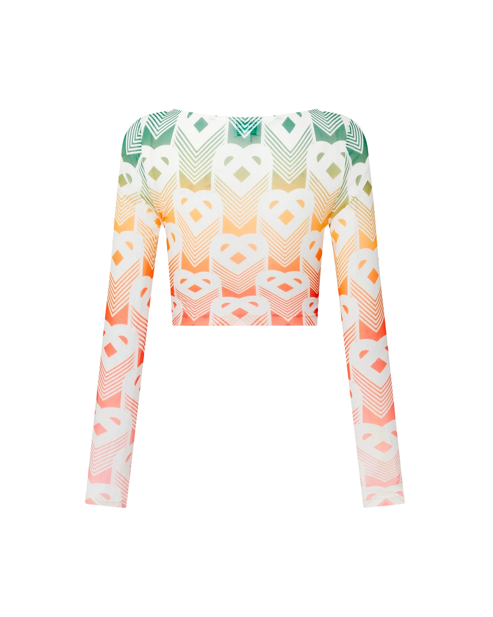 Gradient Heart Monogram Mesh Top
