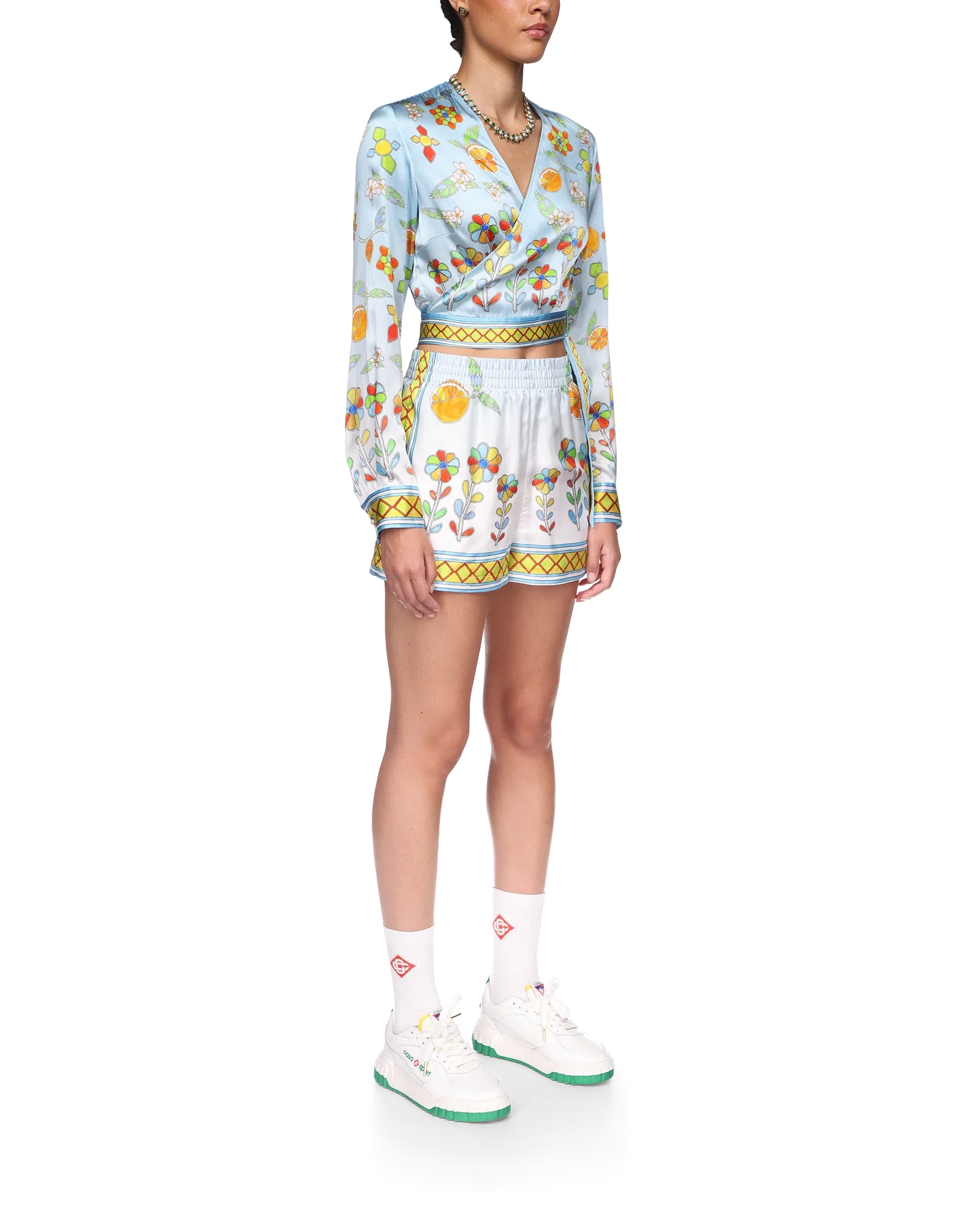 Yoruba Flowers Wrap Long Sleeve Blouse