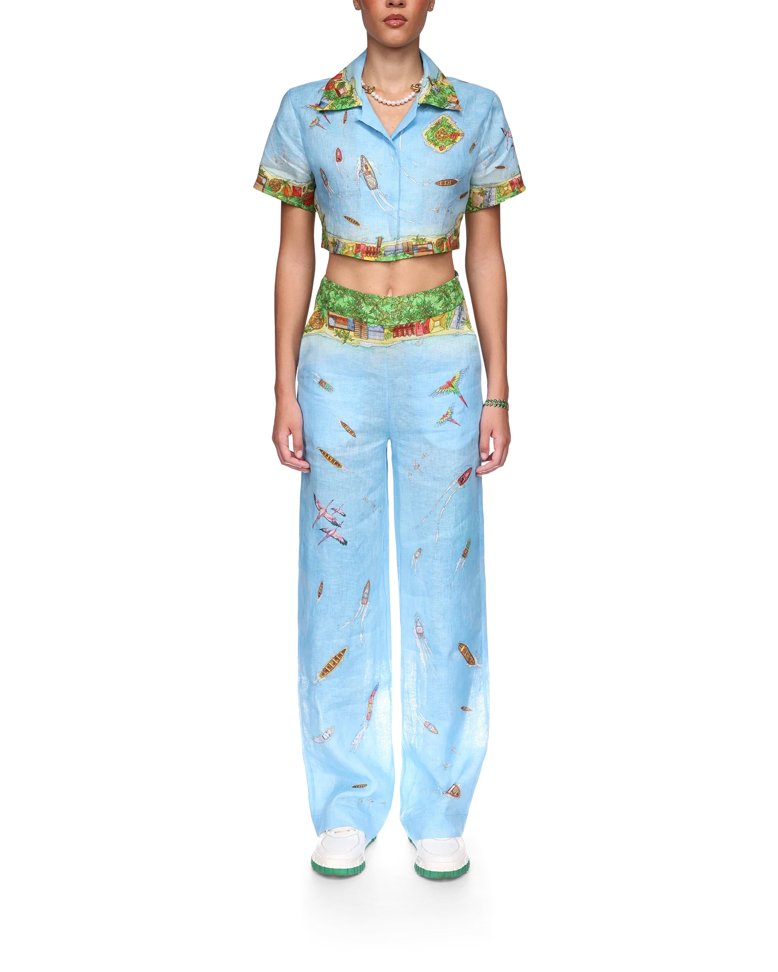 Chemise courte à manches courtes en lin Maison Sur Piloti