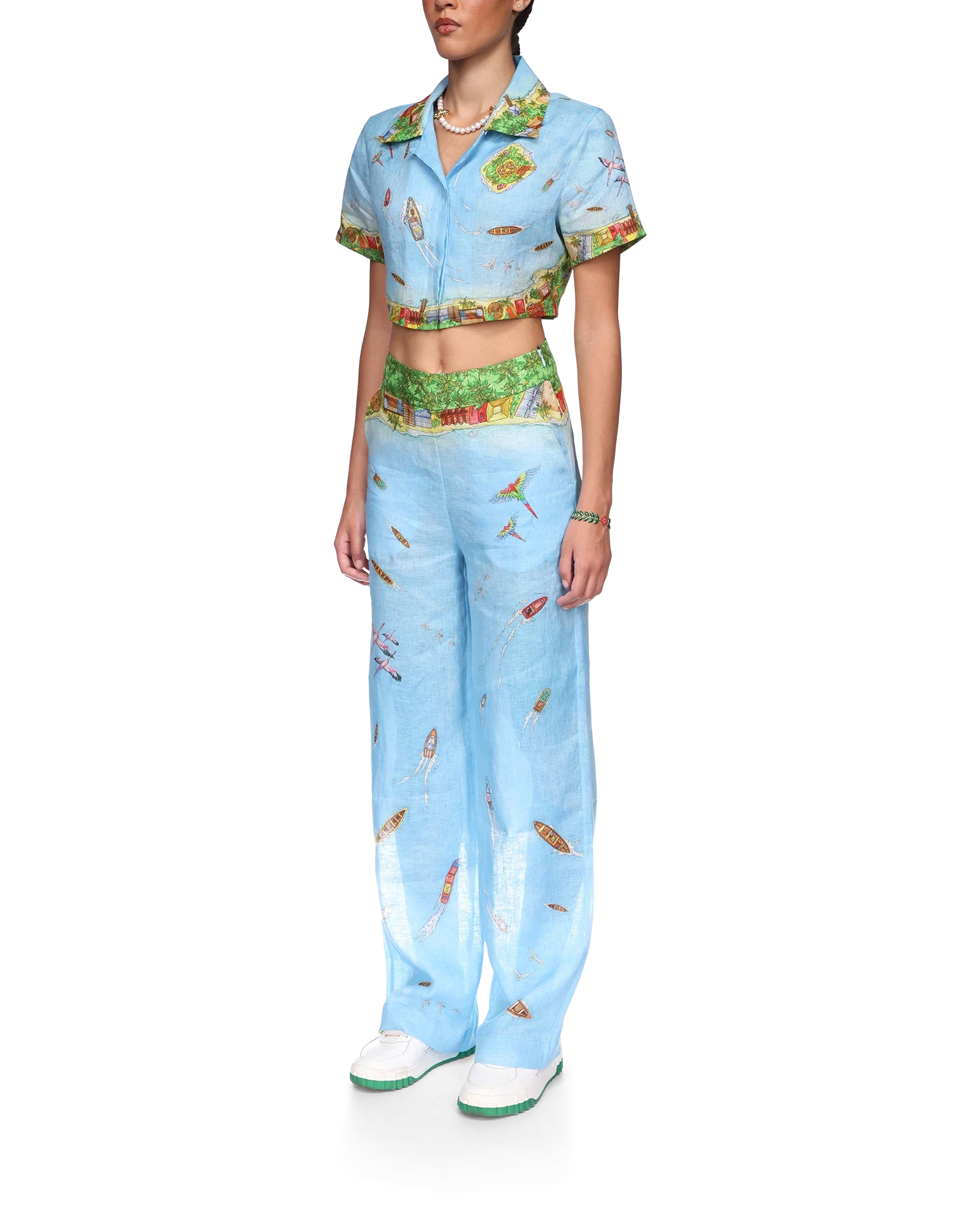 Chemise courte à manches courtes en lin Maison Sur Piloti