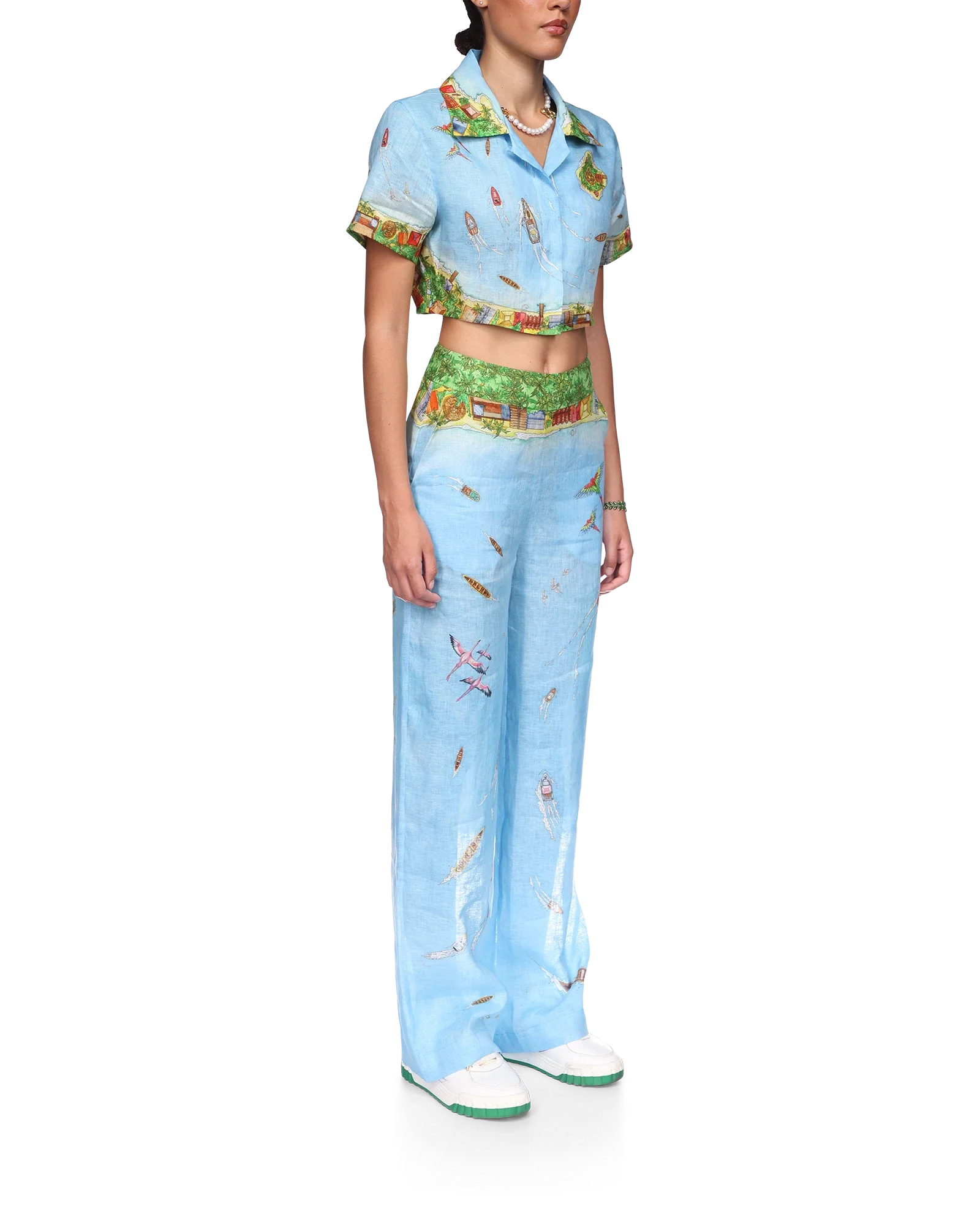 Chemise courte à manches courtes en lin Maison Sur Piloti