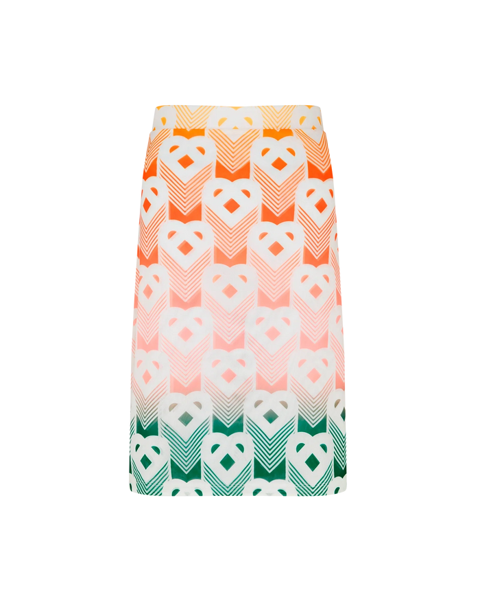 Gradient Heart Monogram Mesh Skirt