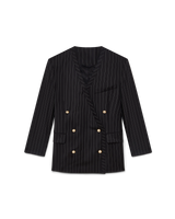 Wool Pinstripe Oversized Blazer