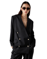 Wool Pinstripe Oversized Blazer