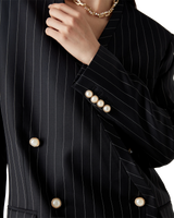 Wool Pinstripe Oversized Blazer