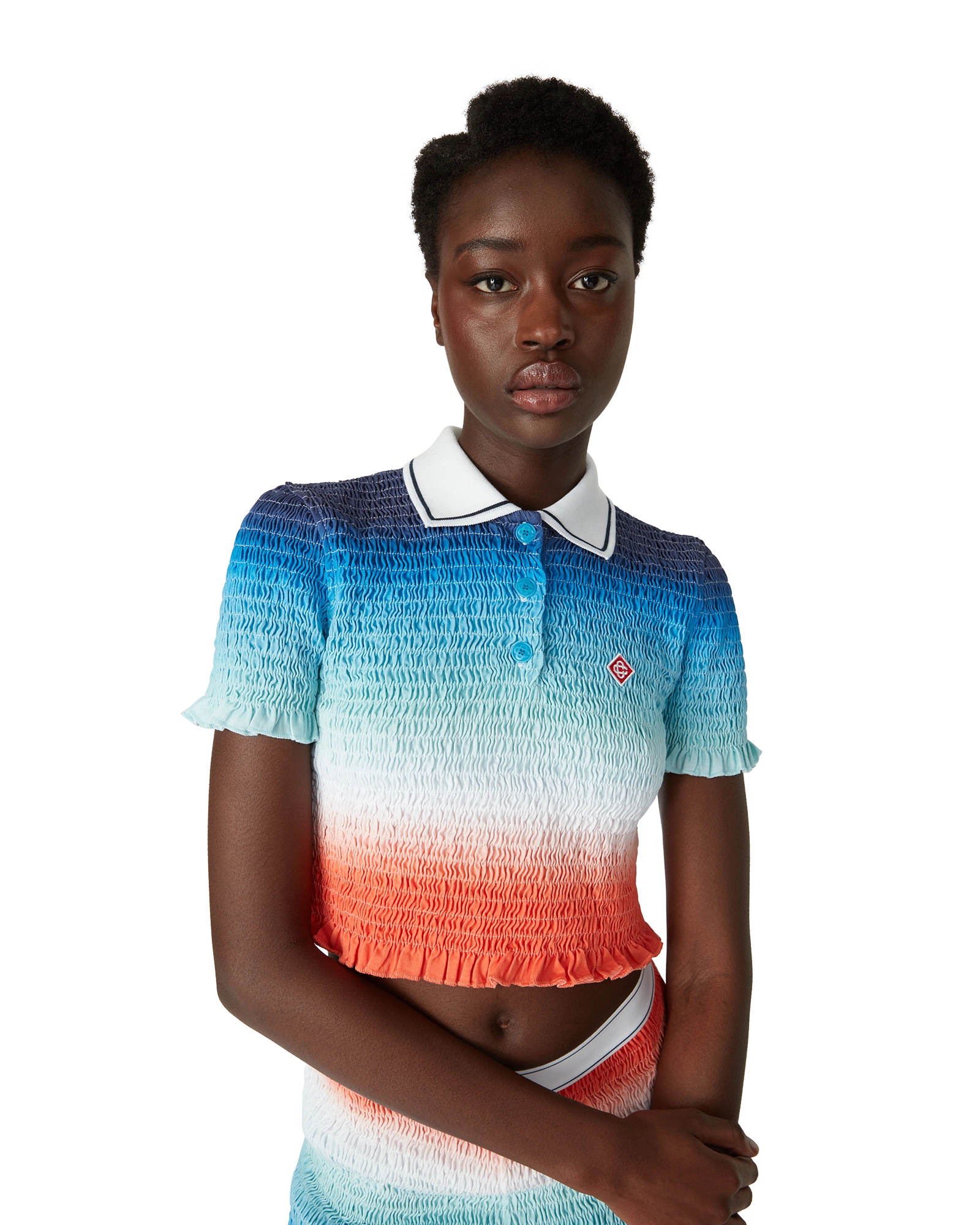 Gradient Cropped Polo Shirt