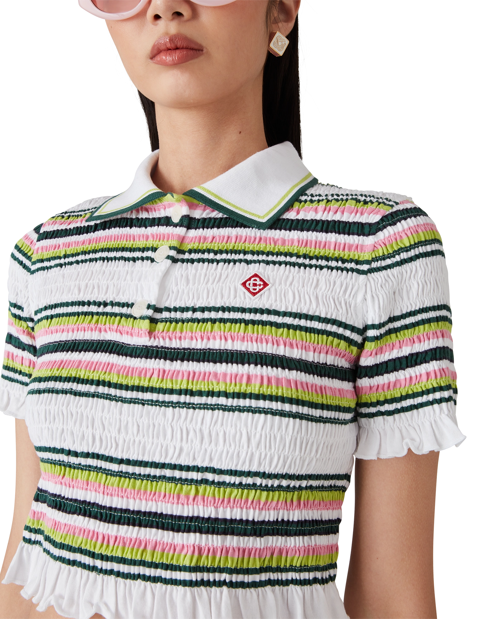 Stripe Cropped Polo Shirt