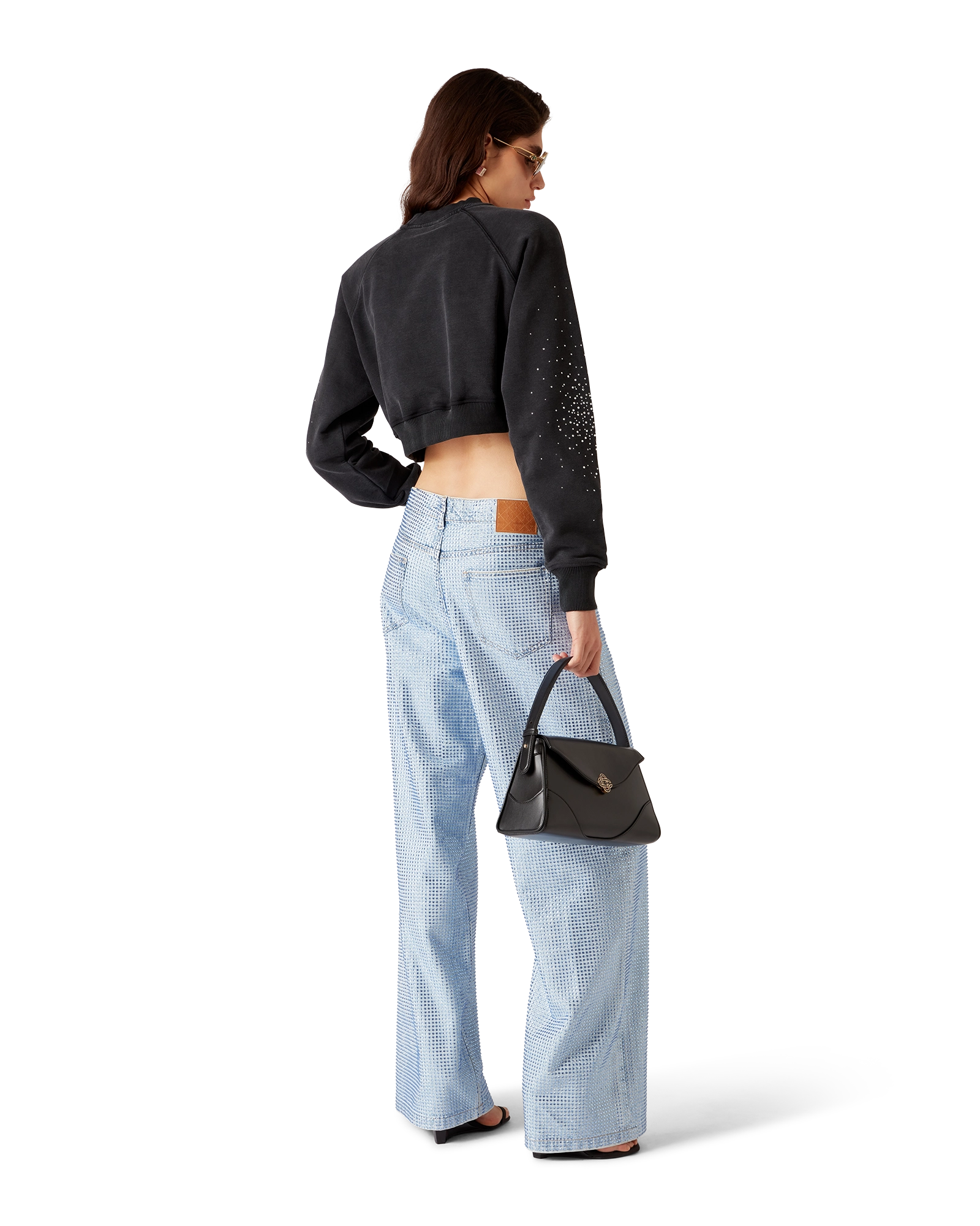 La Prémonition Crystal Embellished Cropped Sweatshirt