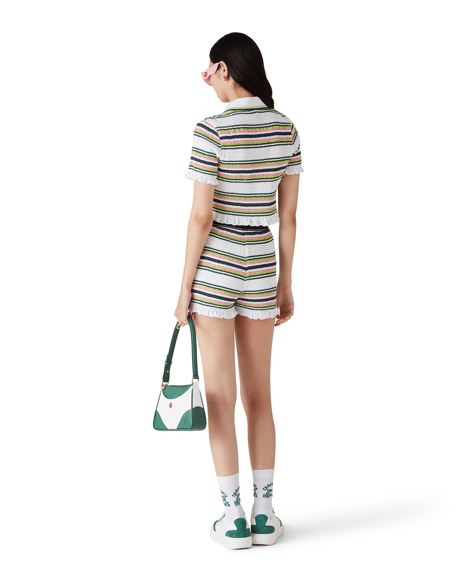 Stripe Shirred Shorts