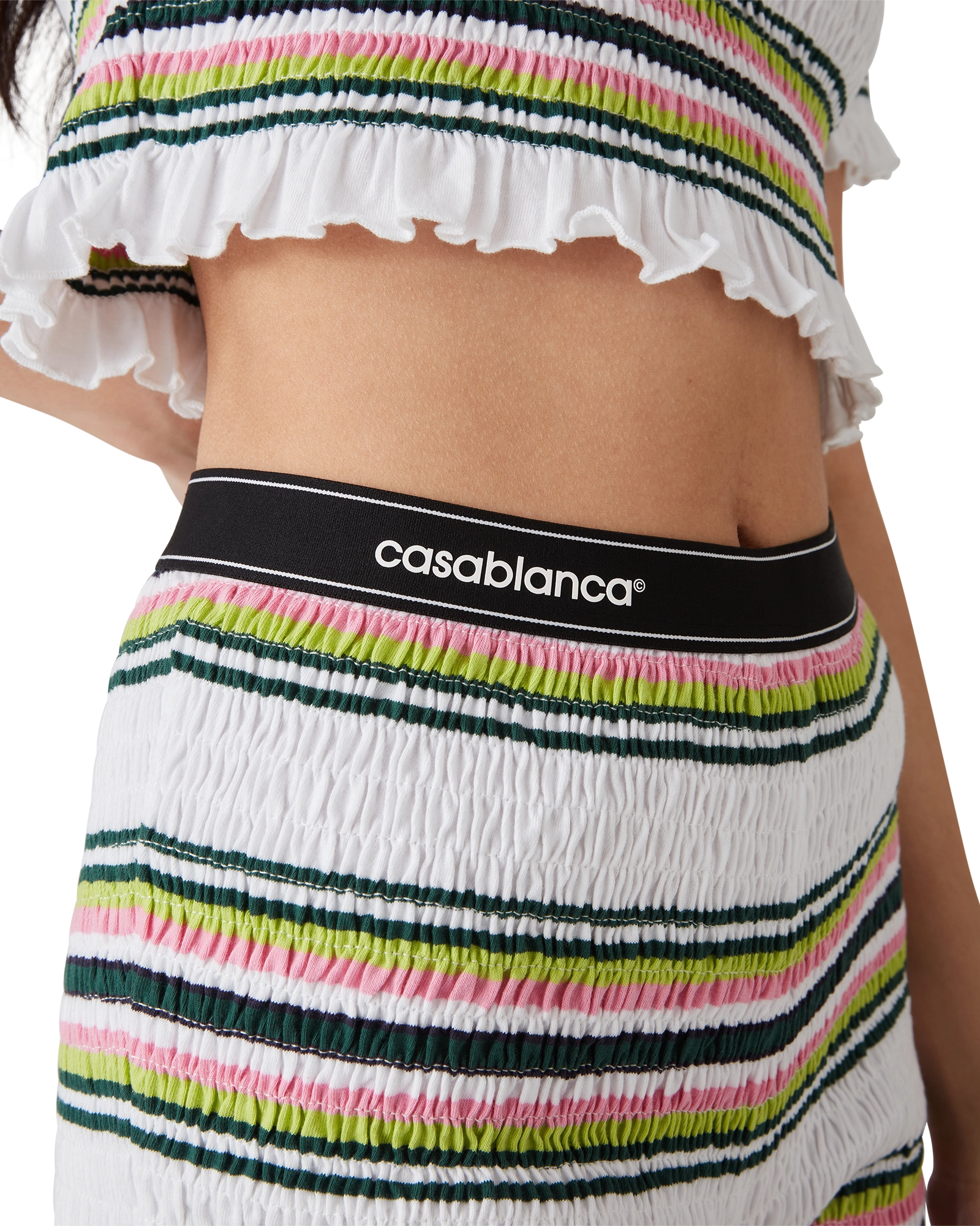 Stripe Shirred Shorts