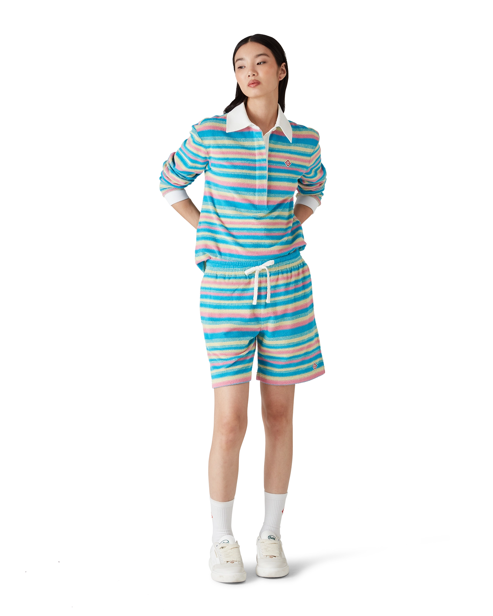 Short en tissu éponge à rayures