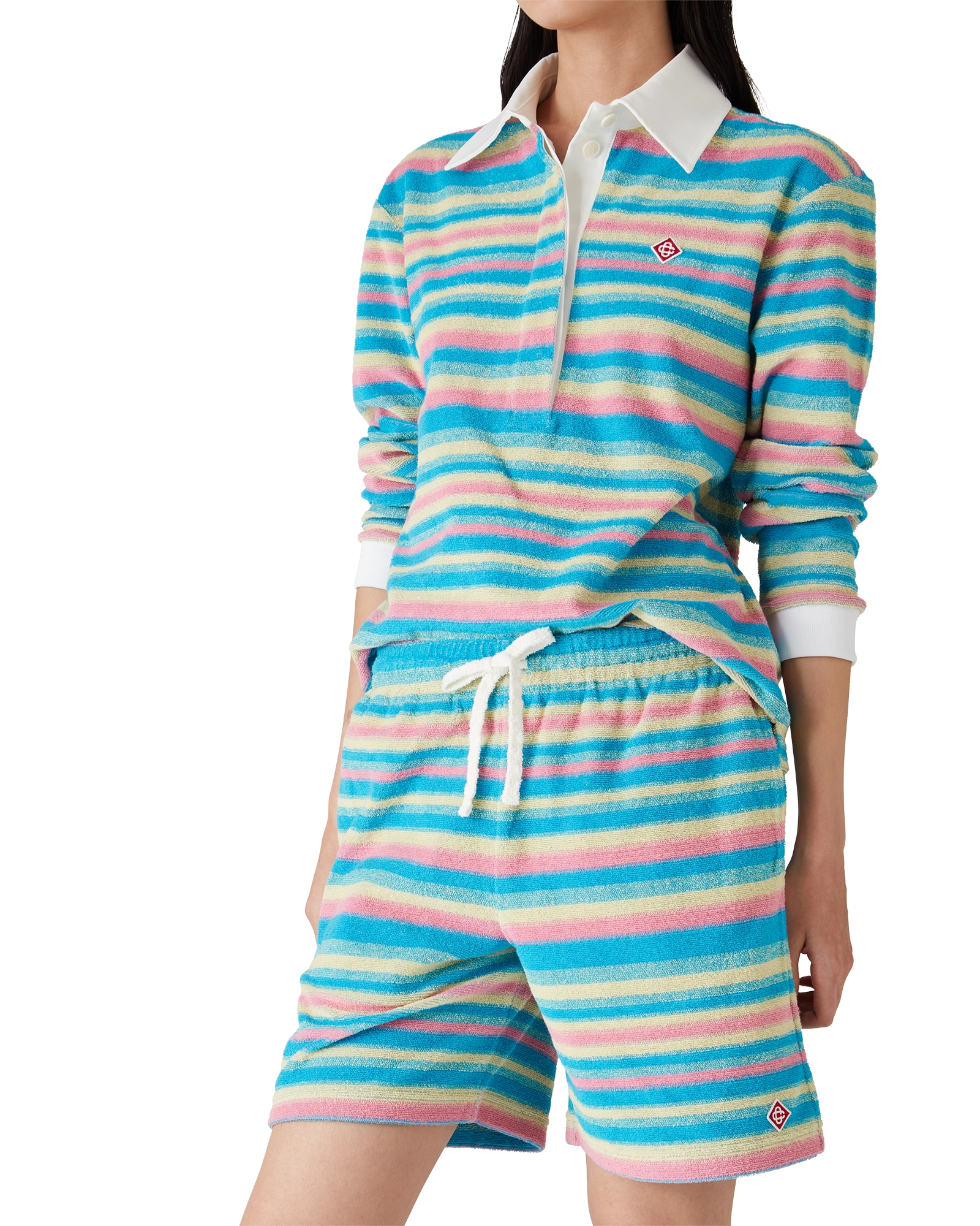 Short en tissu éponge à rayures