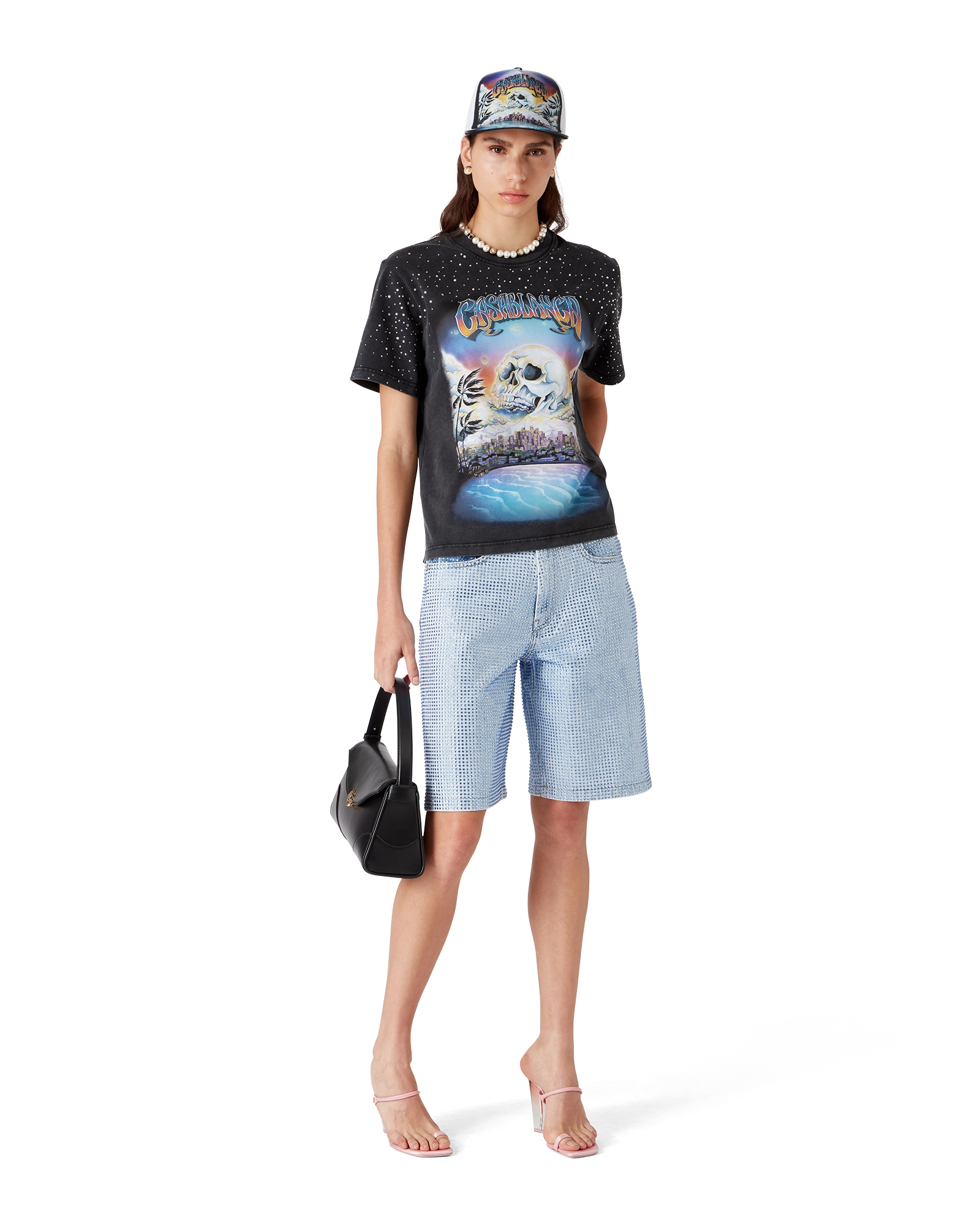 Crystal Embellished Denim Shorts