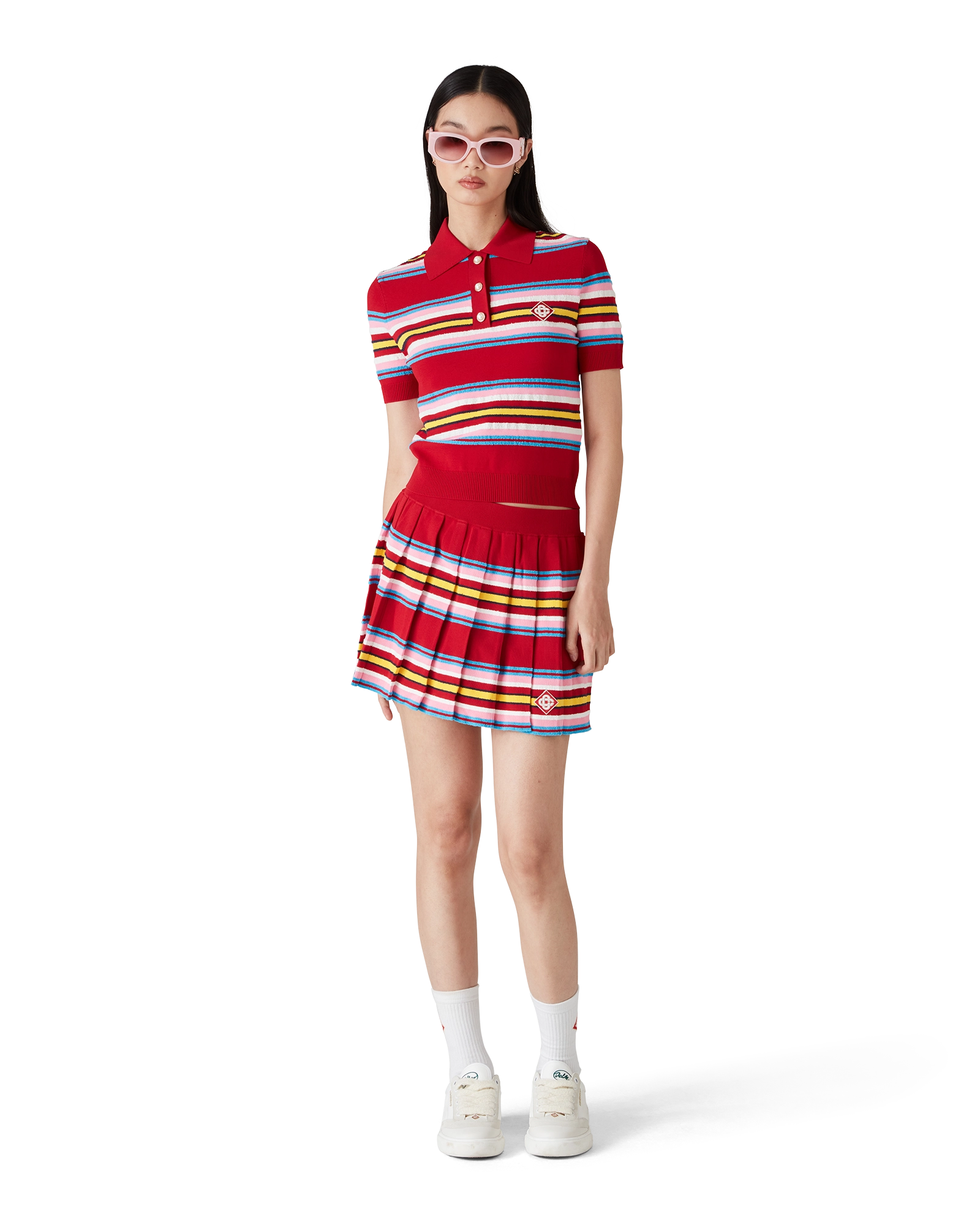 Stripe Pleated Skirt