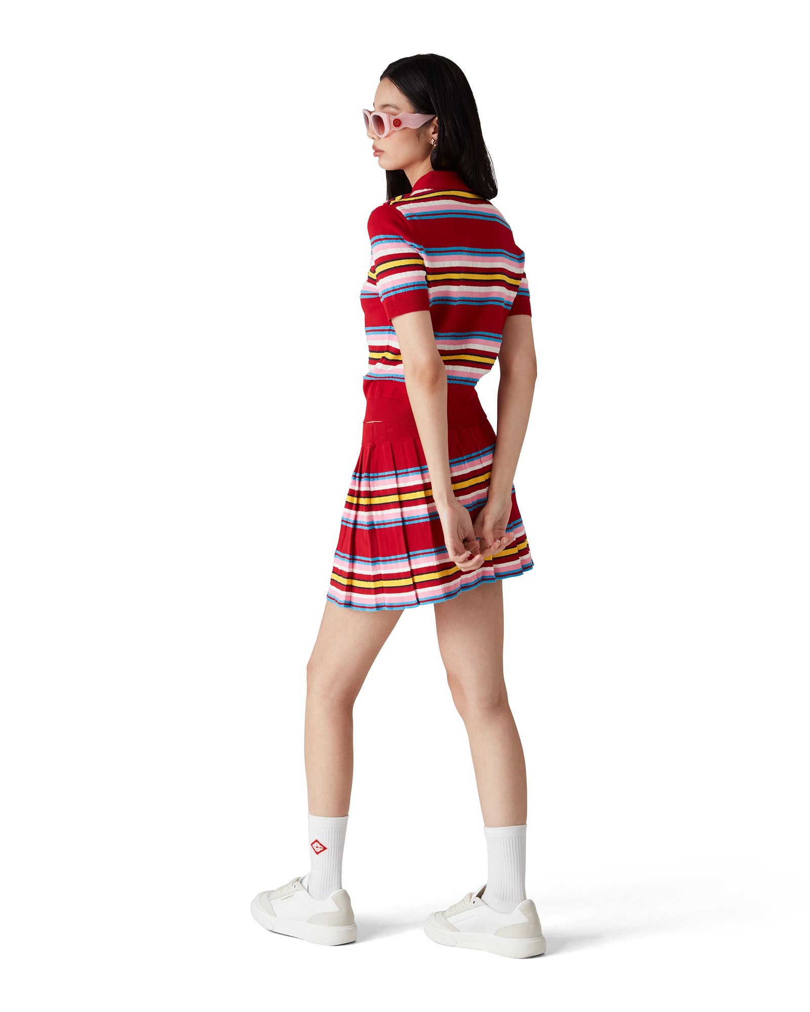 Stripe Pleated Skirt