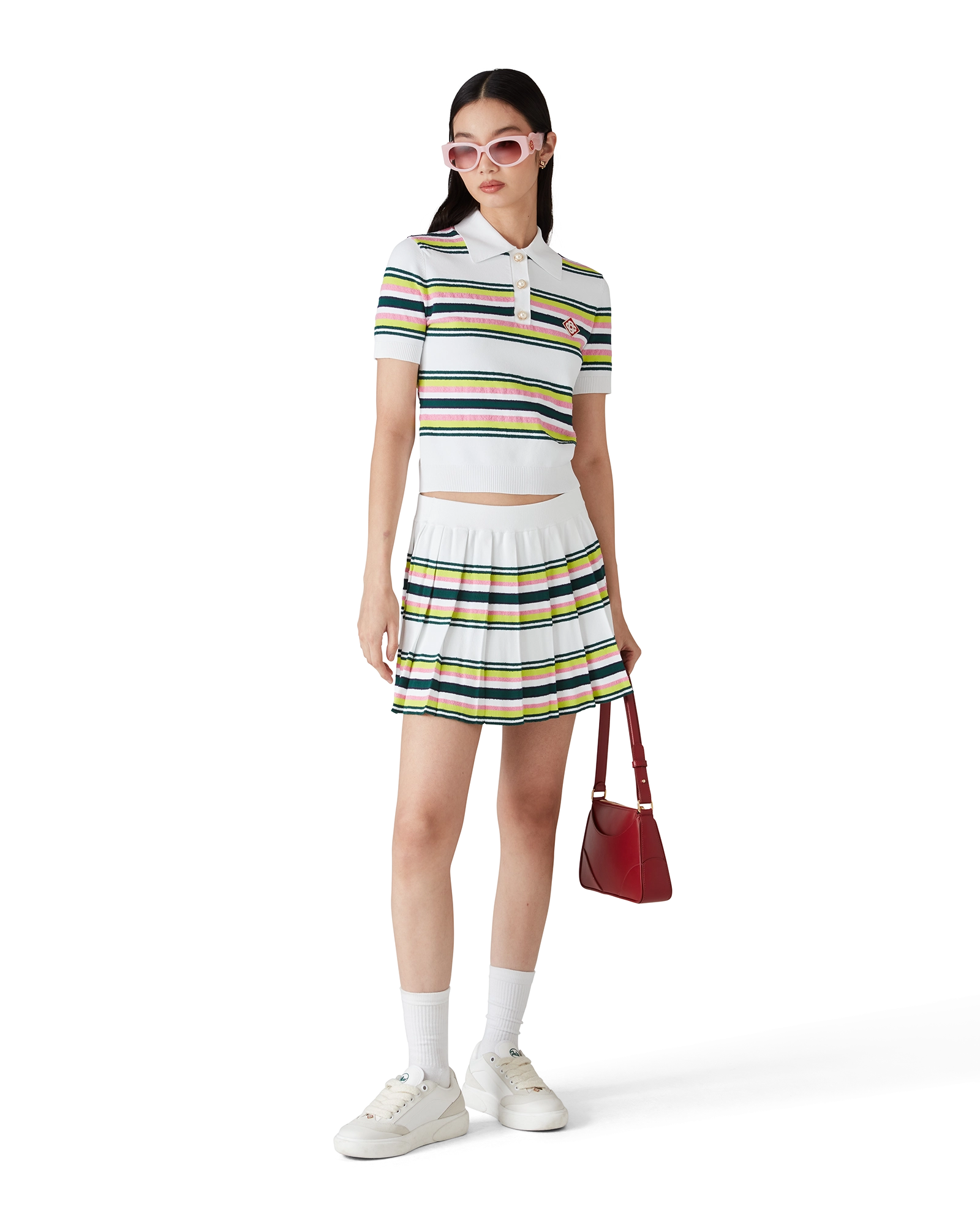 Stripe Pleated Skirt