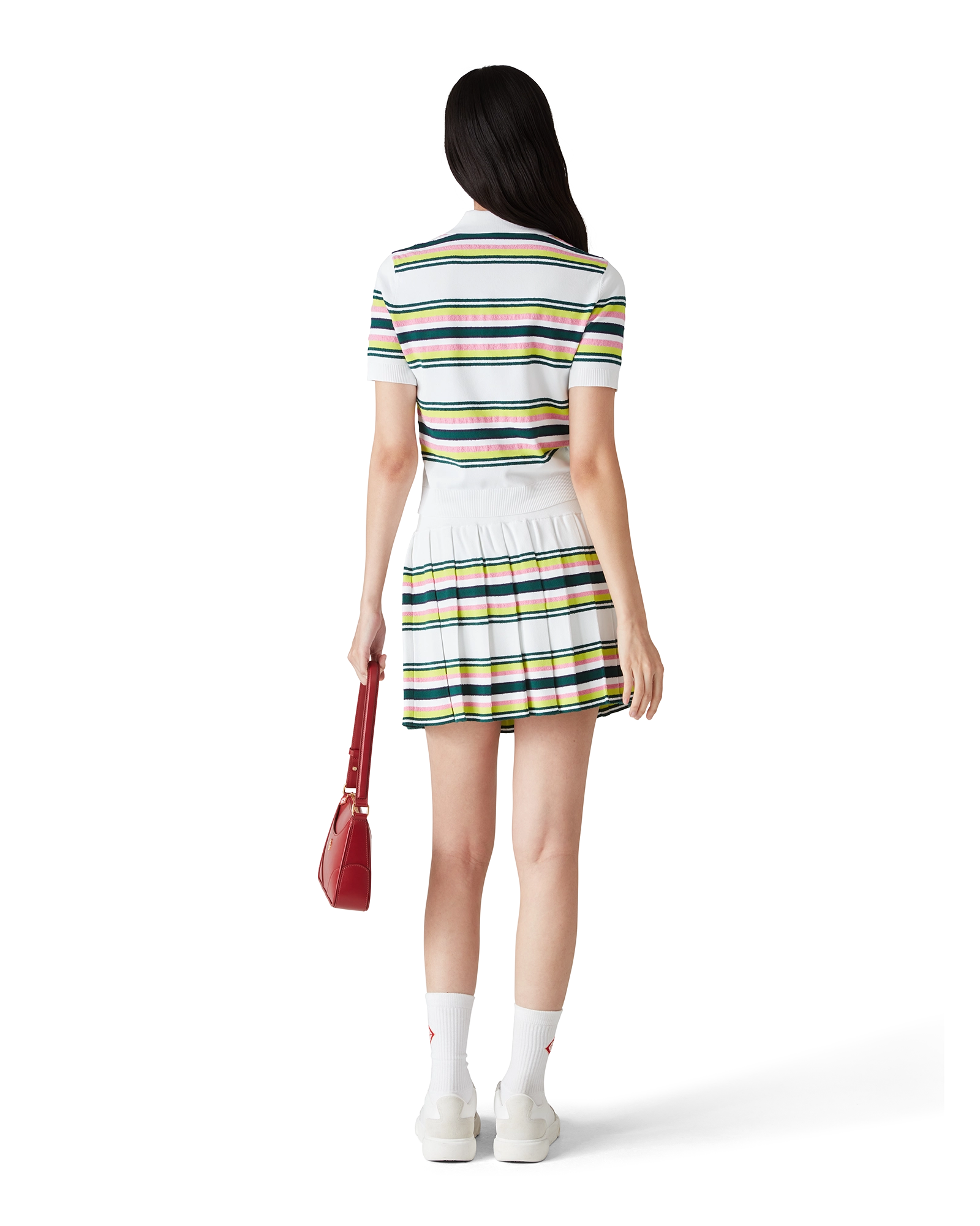 Stripe Pleated Skirt