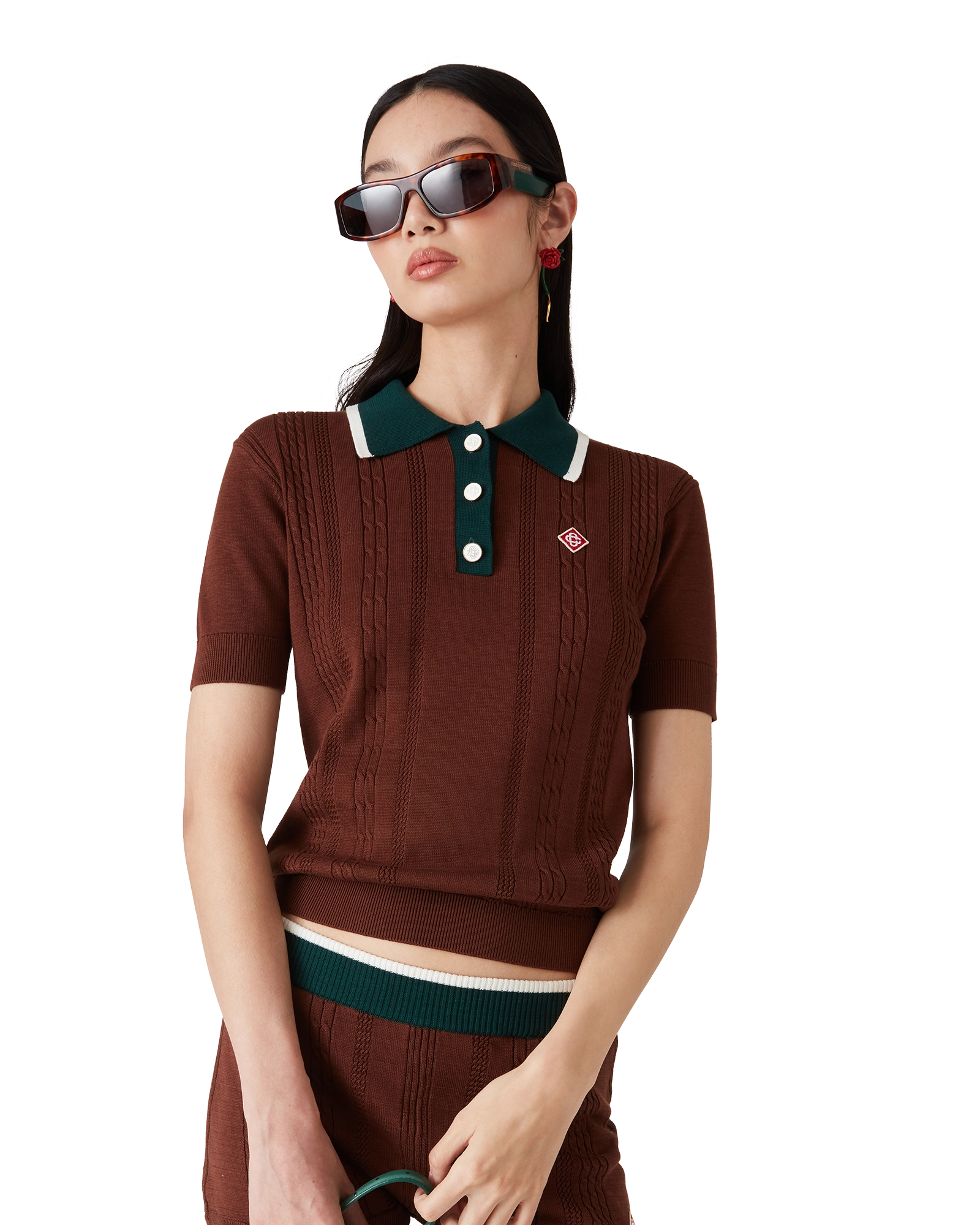 Cable Knit Polo Shirt