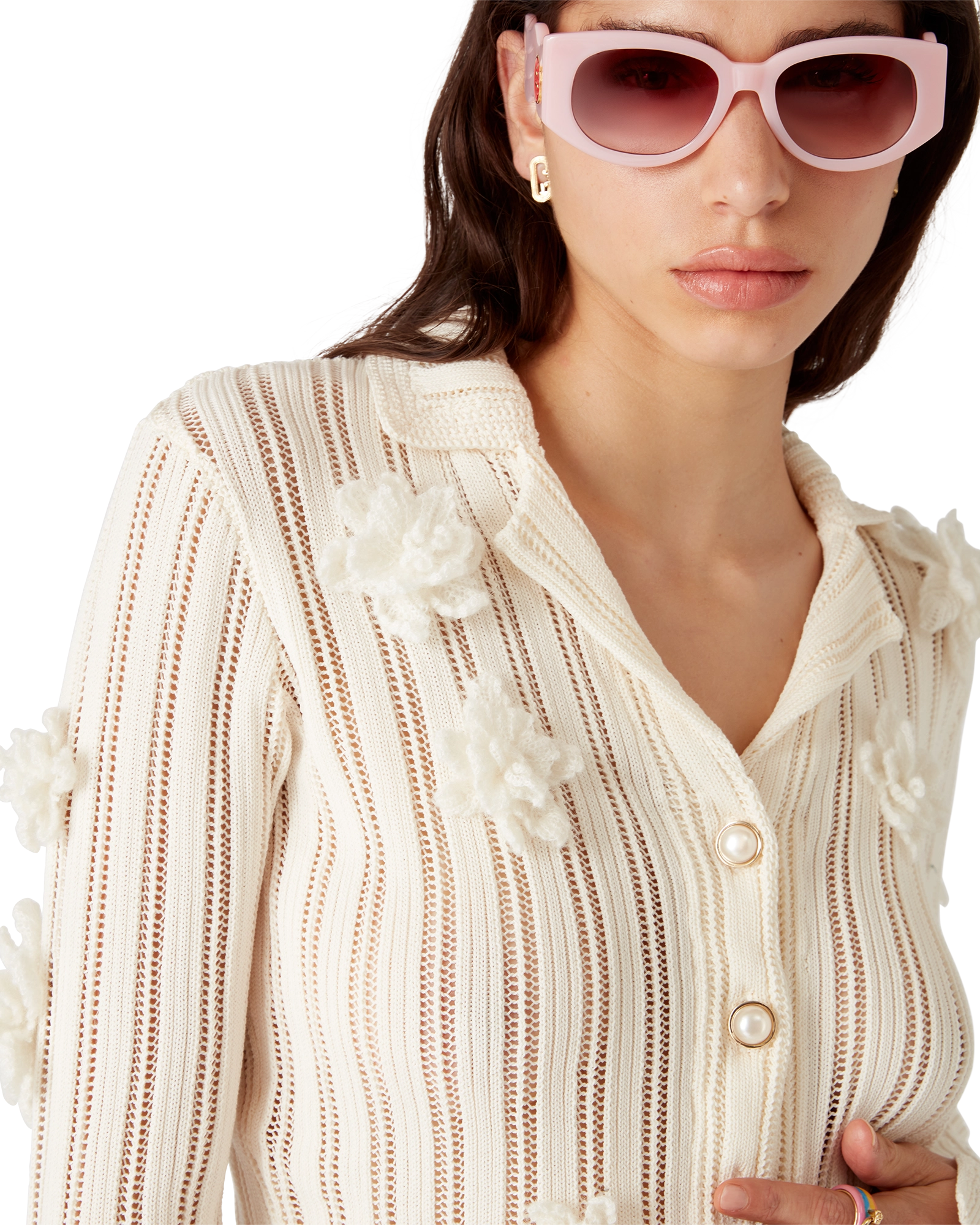 Flower Lace Knit Shirt