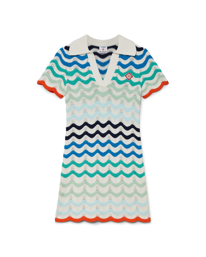 casablanca crochet dress crochet mirror mini dress - multicolor