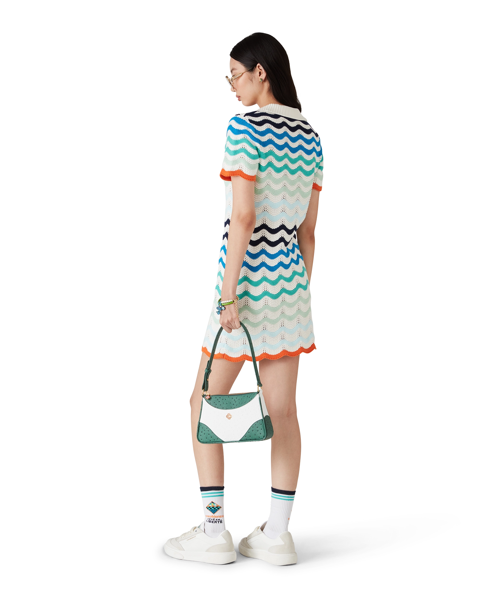 Gradient Wave Crochet Mini Dress