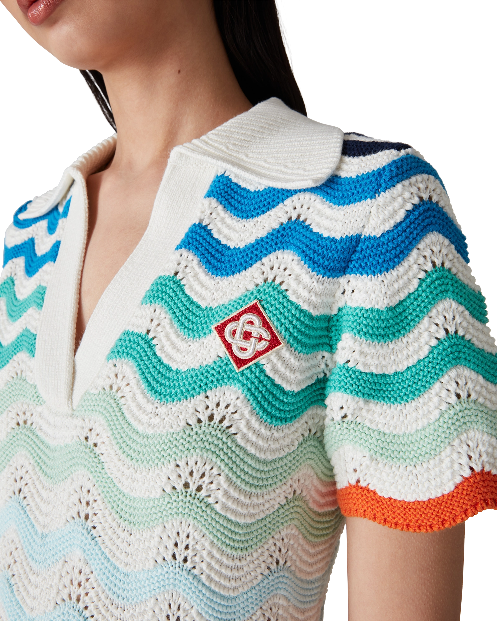 Gradient Wave Crochet Mini Dress