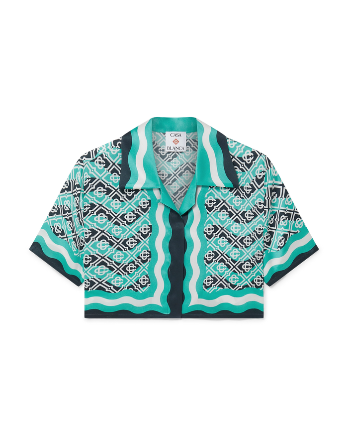 Monogram Wave Cropped Silk Shirt