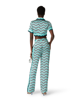 Monogram Wave Cropped Short Sleeve Silk Shirt