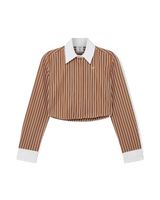 Stripe Cropped Long Sleeve Shirt