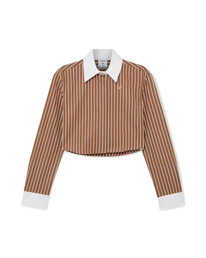 Stripe Cropped Long Sleeve Shirt