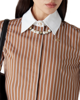 Stripe Cropped Long Sleeve Shirt