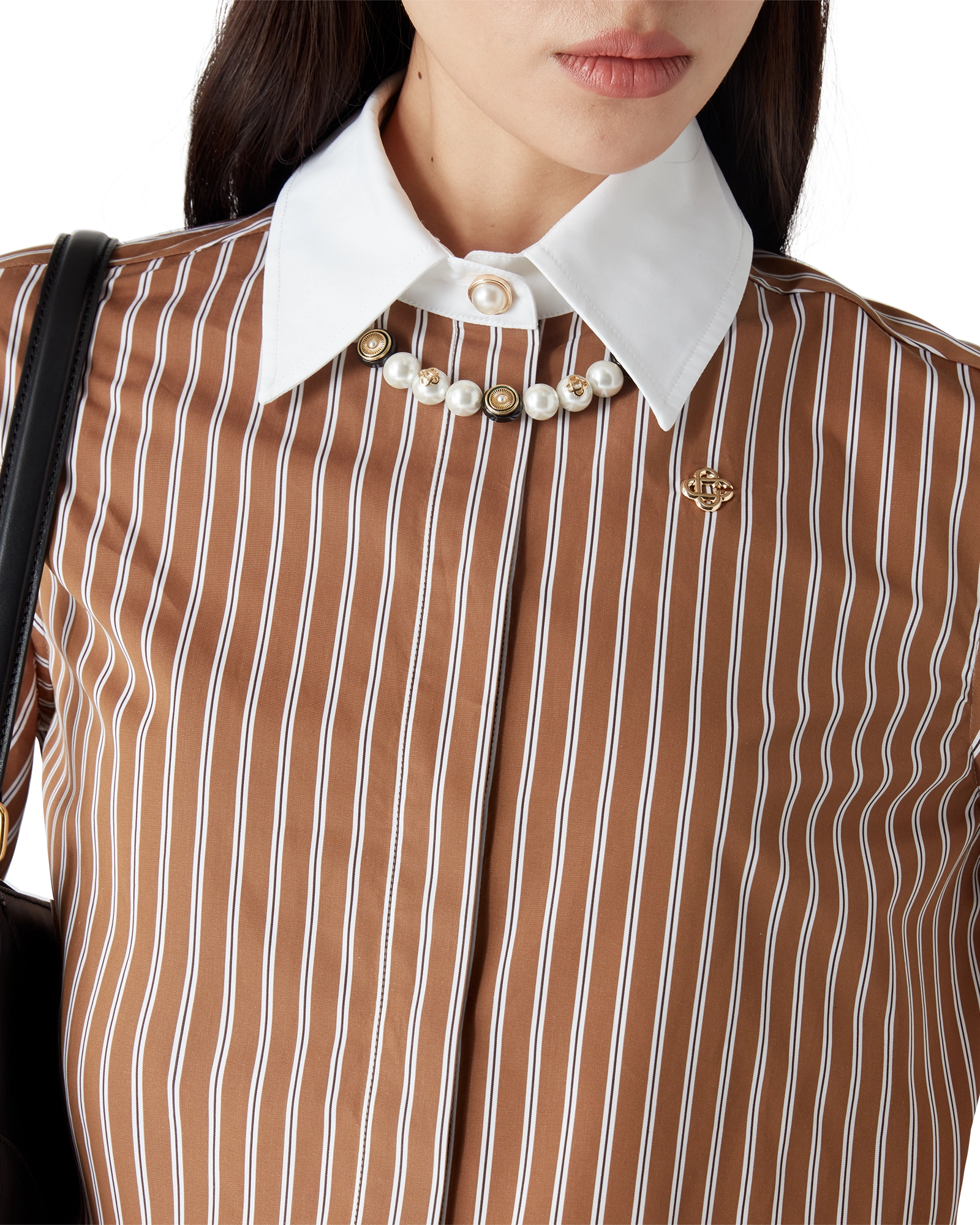Stripe Cropped Long Sleeve Shirt