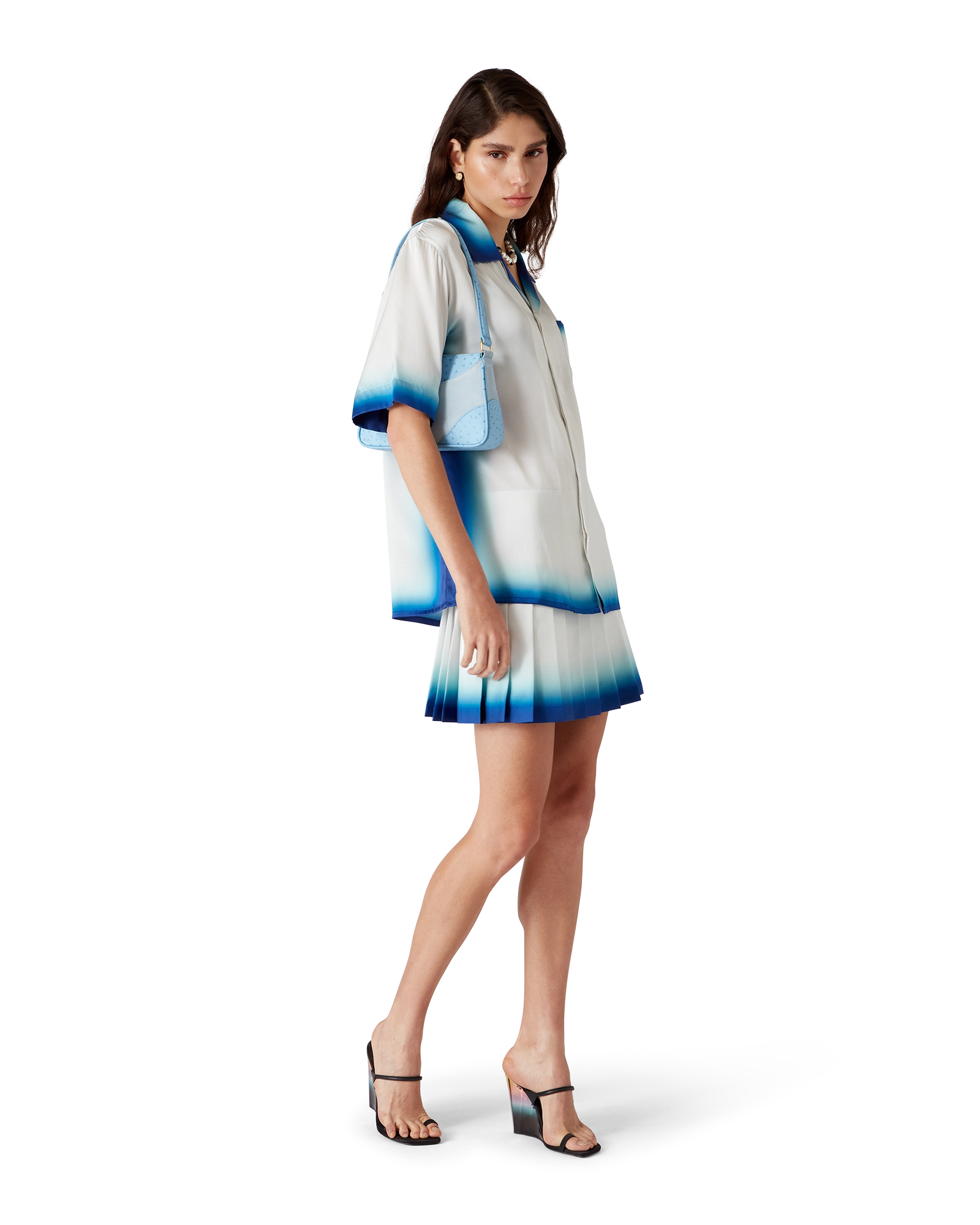 Casa Way Skate Pleated Silk Skirt