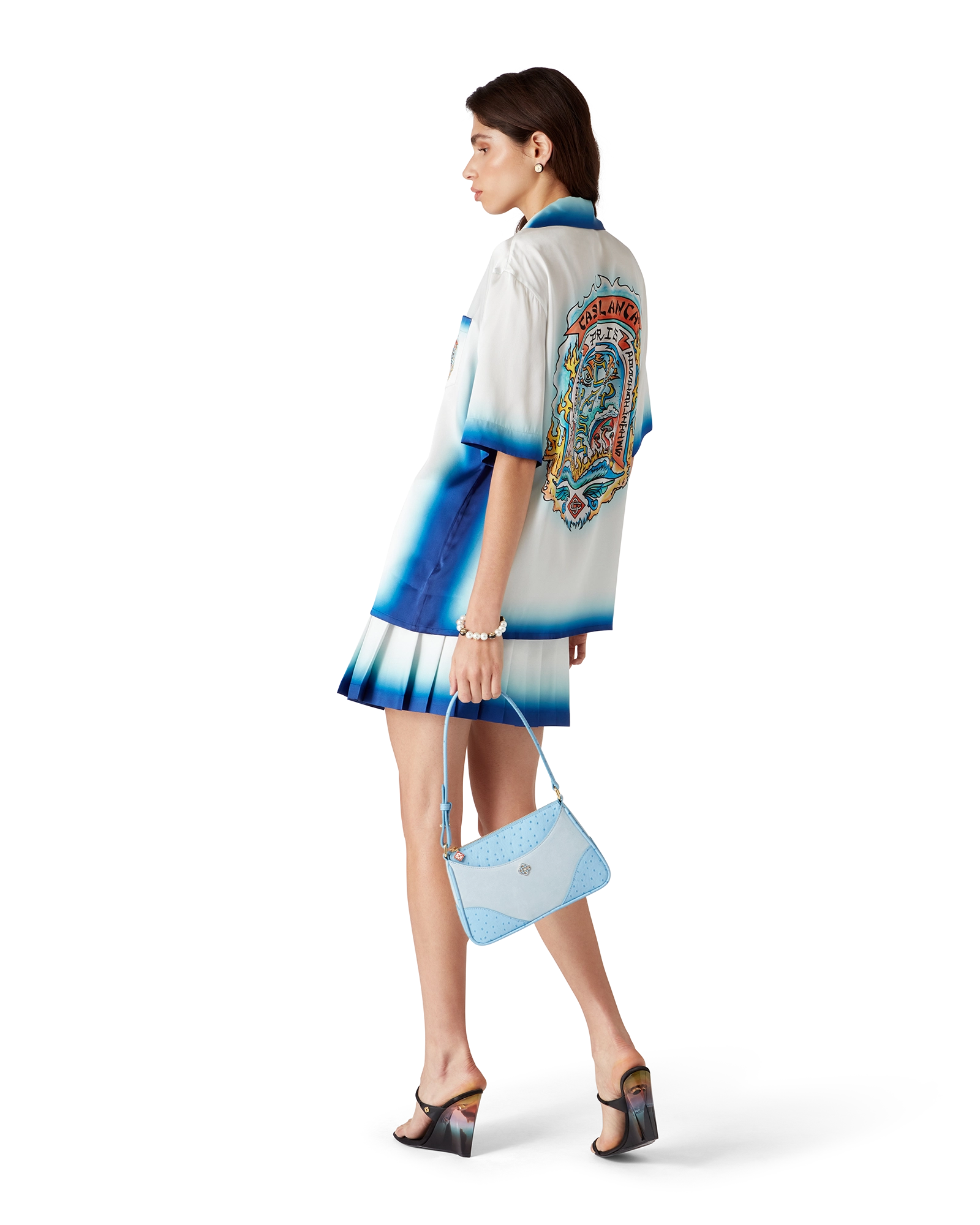 Casa Way Skate Pleated Silk Skirt