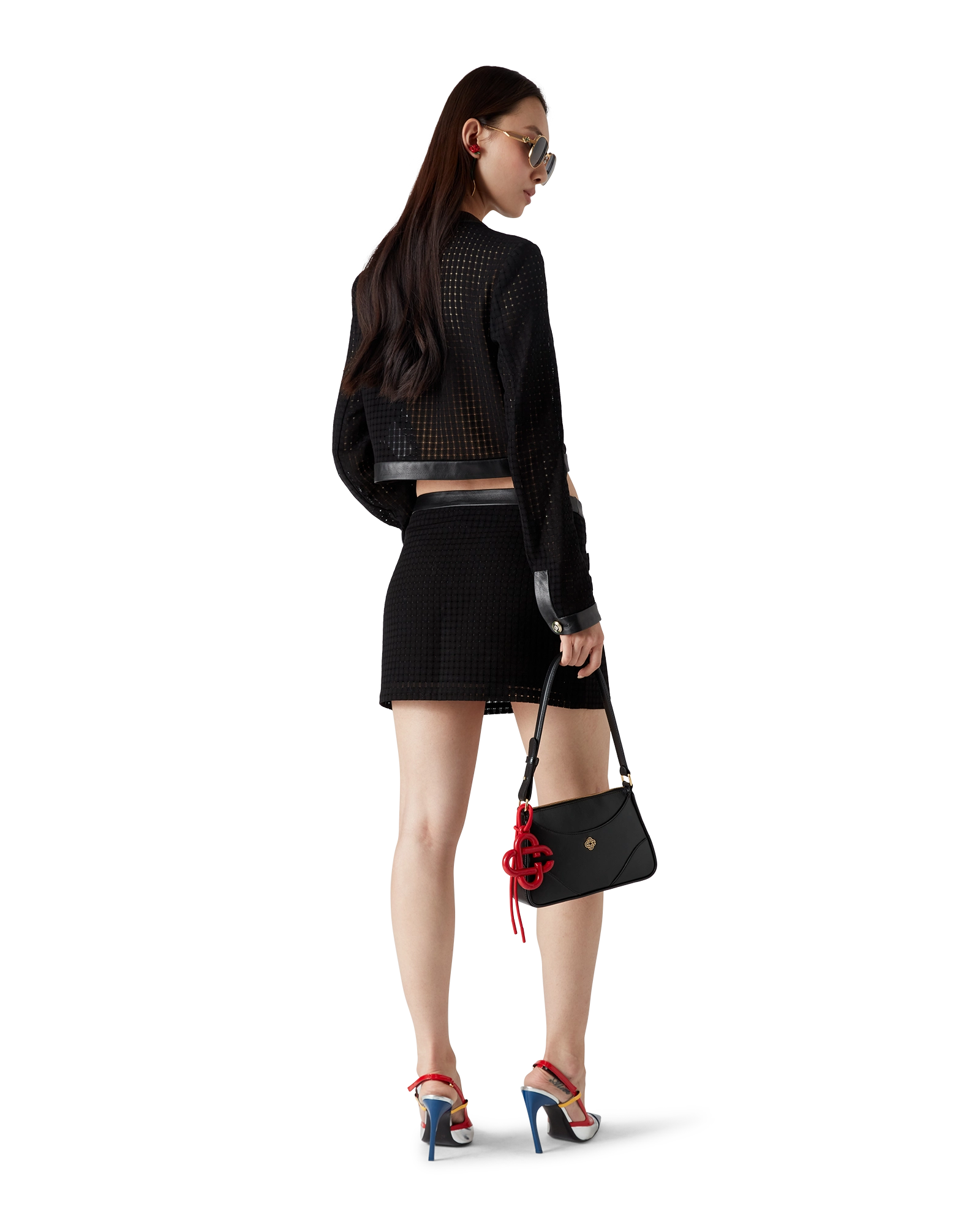 Open Weave Tailored Mini Skirt