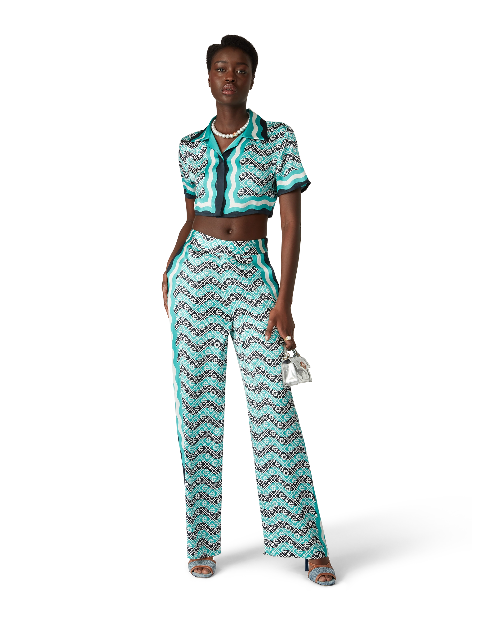 Monogram Wave Silk Trousers