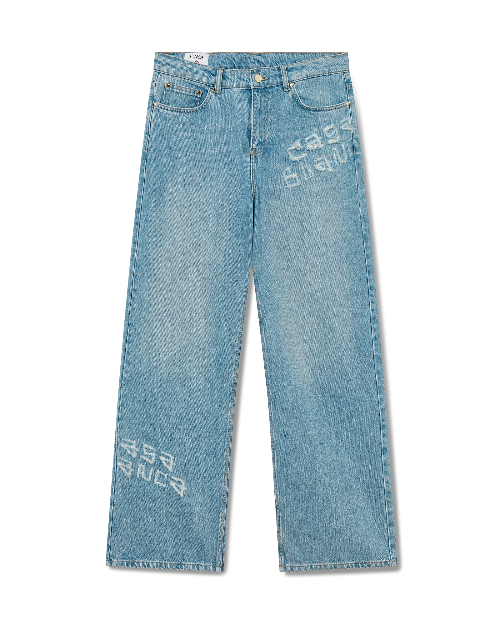 Graffiti Distressed Denim Jeans