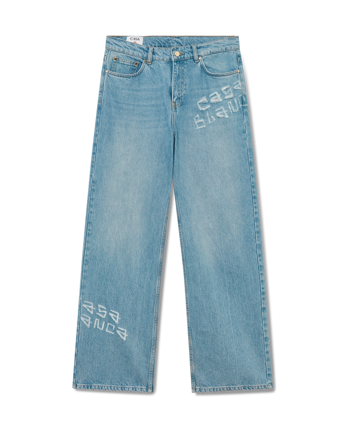 Graffiti Distressed Denim Jeans