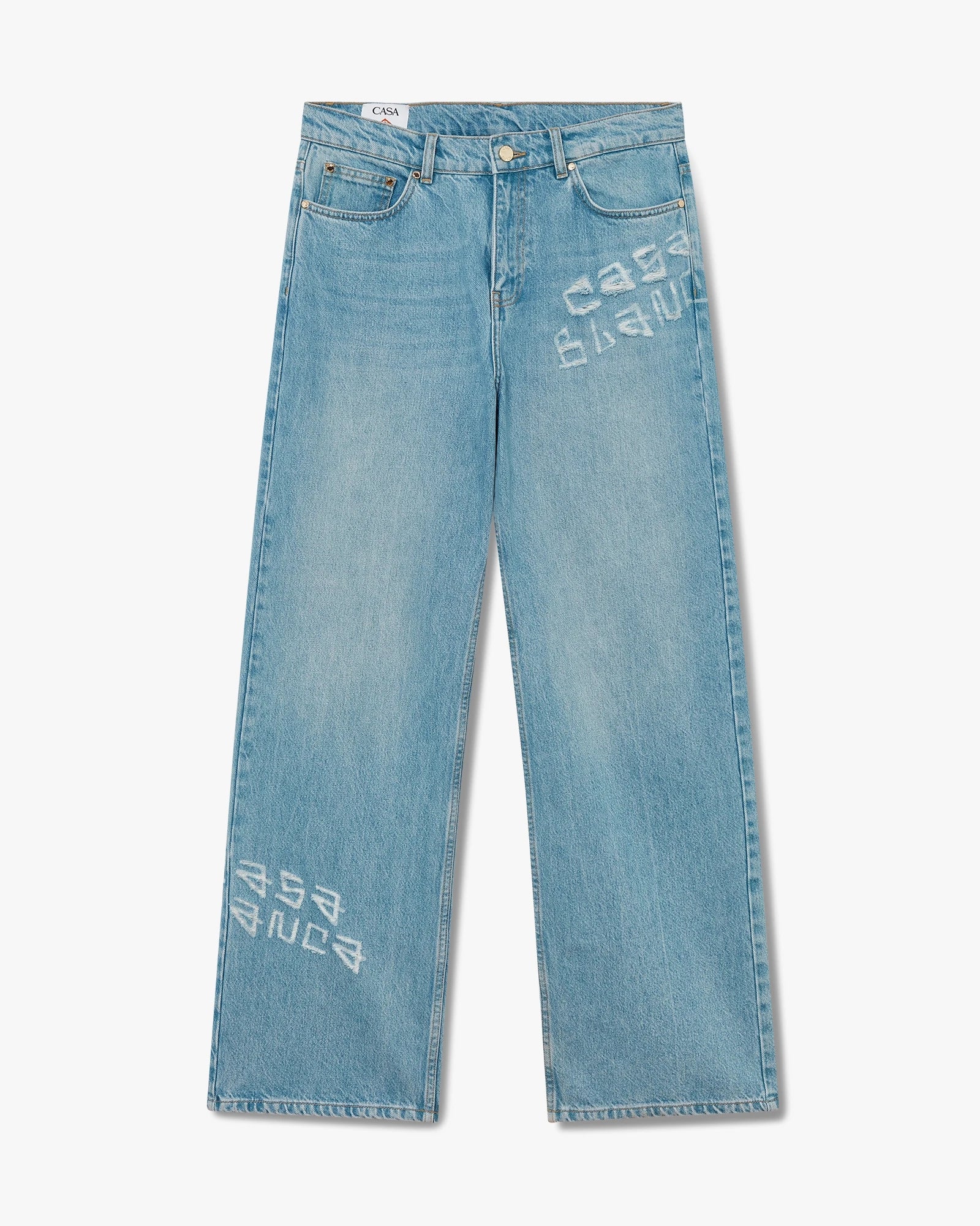 Graffiti Distressed Denim Jeans