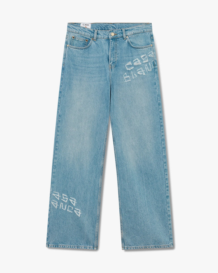 Graffiti Distressed Denim Jeans