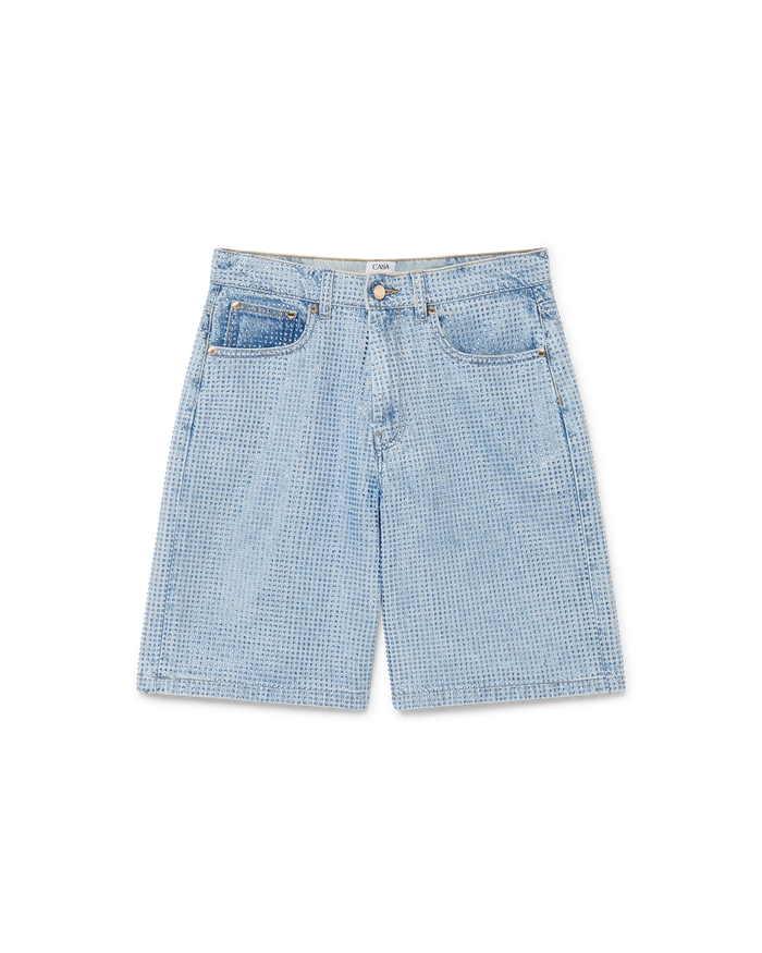 Crystal Embellished Denim Shorts