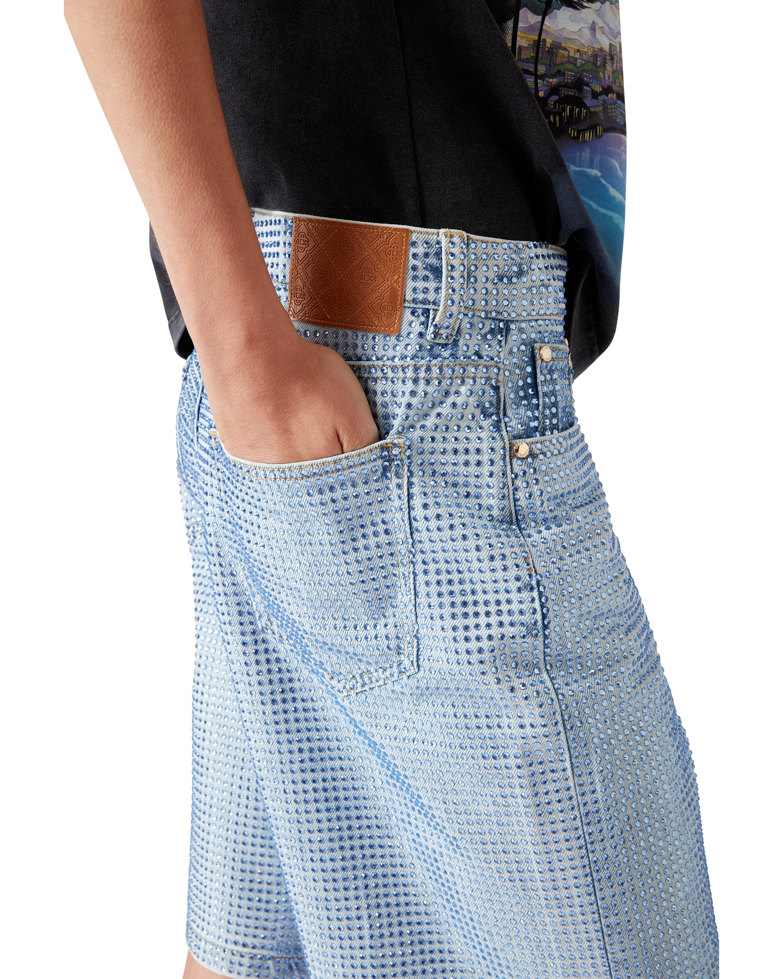 Crystal Embellished Denim Shorts