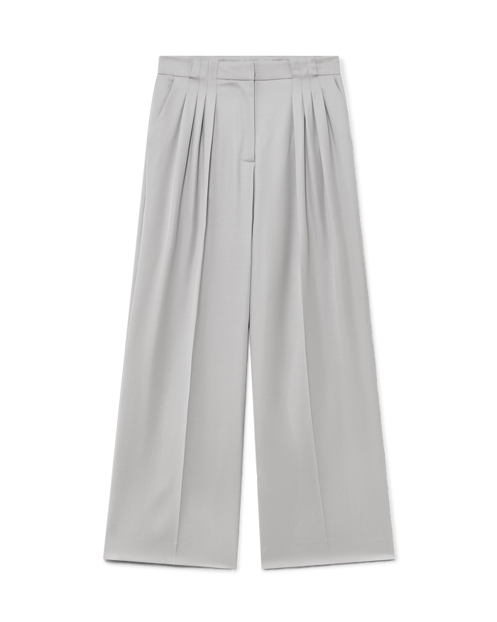 Wool Triple Pleat Tailored Trousers