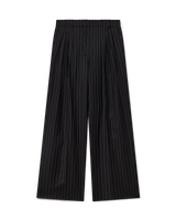 Wool Pinstripe Triple Pleat Tailored Trousers