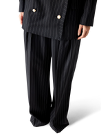 Wool Pinstripe Triple Pleat Tailored Trousers