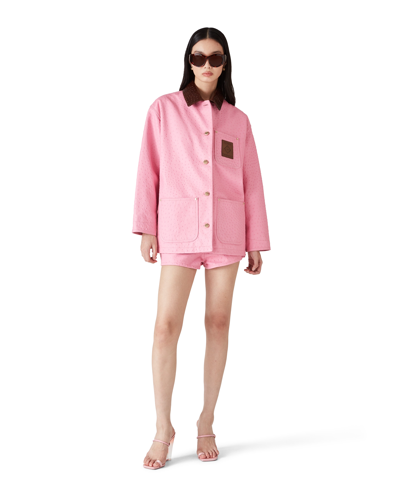 Embossed Leather Mini Shorts