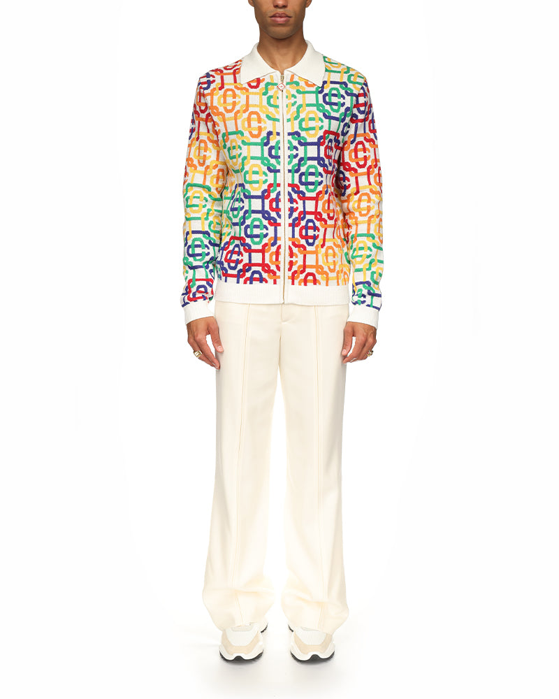 Buy Casablanca Multicolor Monogram Knit Zip Sweater - Rainbow Monogram At  51% Off